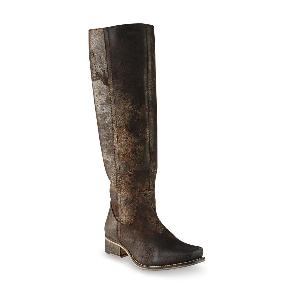 Diba London Women's Left Field Distressed Leather Riding Boot - Brown