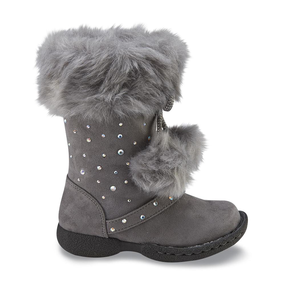 Piper Baby Toddler Girl's Rachelle Gray Faux Fur Wedge Boot