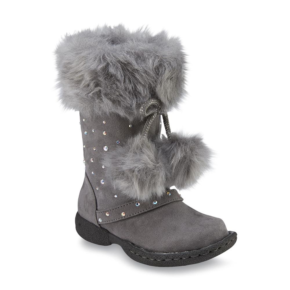 Piper Baby Toddler Girl's Rachelle Gray Faux Fur Wedge Boot