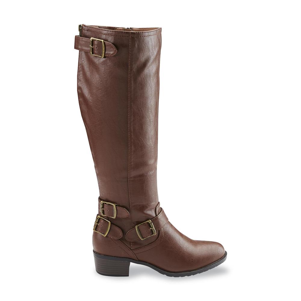 Intaglia Designs Women's Nashville Brown Extended-Calf Knee-High Fashion Riding Boot - Wide Width Available