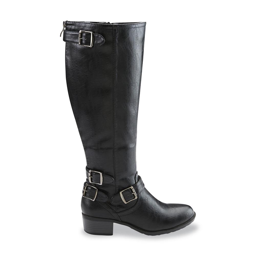 Intaglia Designs Women's Nashville Black Extended-Calf Knee-High Fashion  Riding Boot - Wide Width Available
