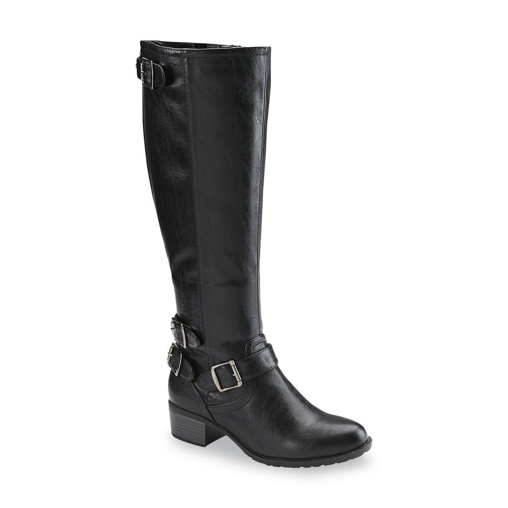 Intaglia Designs Women's Nashville Black Extended-Calf Knee-High Fashion  Riding Boot - Wide Width Available