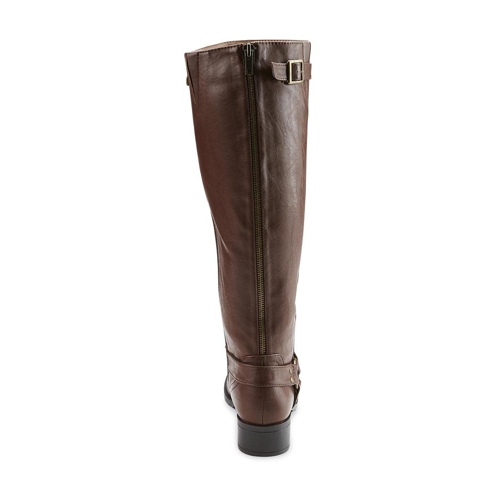 Intaglia Designs Women's Nevada Brown Extended-Calf Knee-High Riding Boot - Wide Width Available