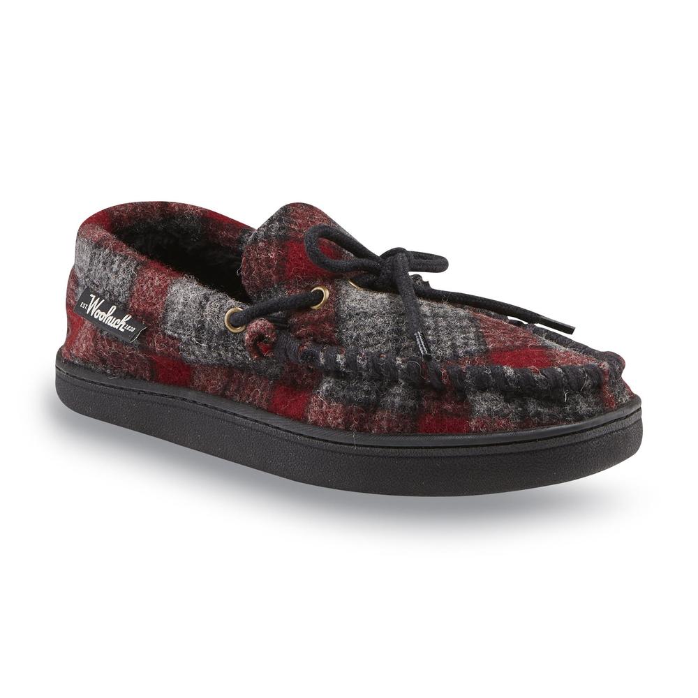 Woolrich Men's Potter County Red/Gray/Plaid Moccasin Indoor/Outdoor Slipper