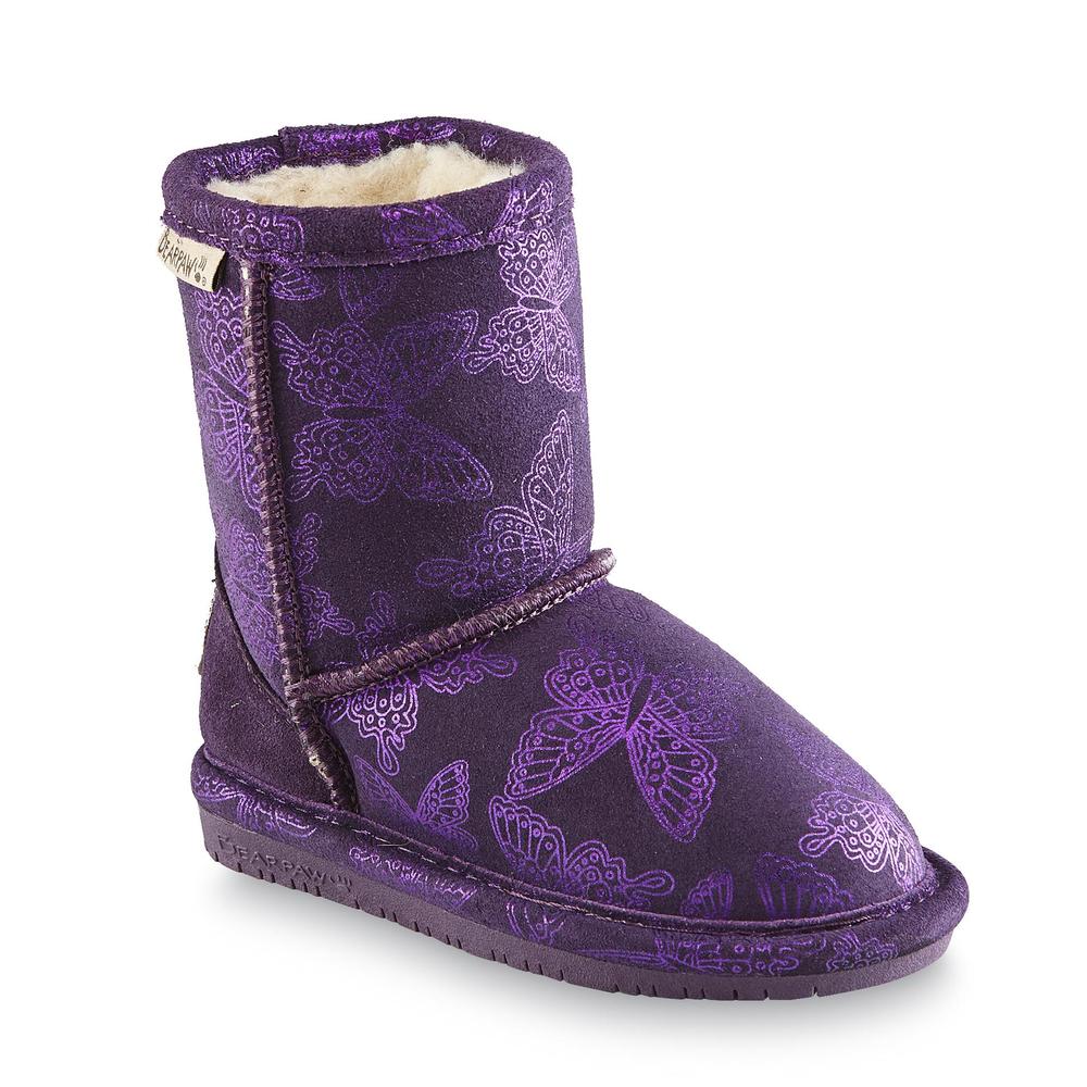 Bear Paw Toddler Girl's Belle Purple/Butterfly Faux Shearling Cozy Boot