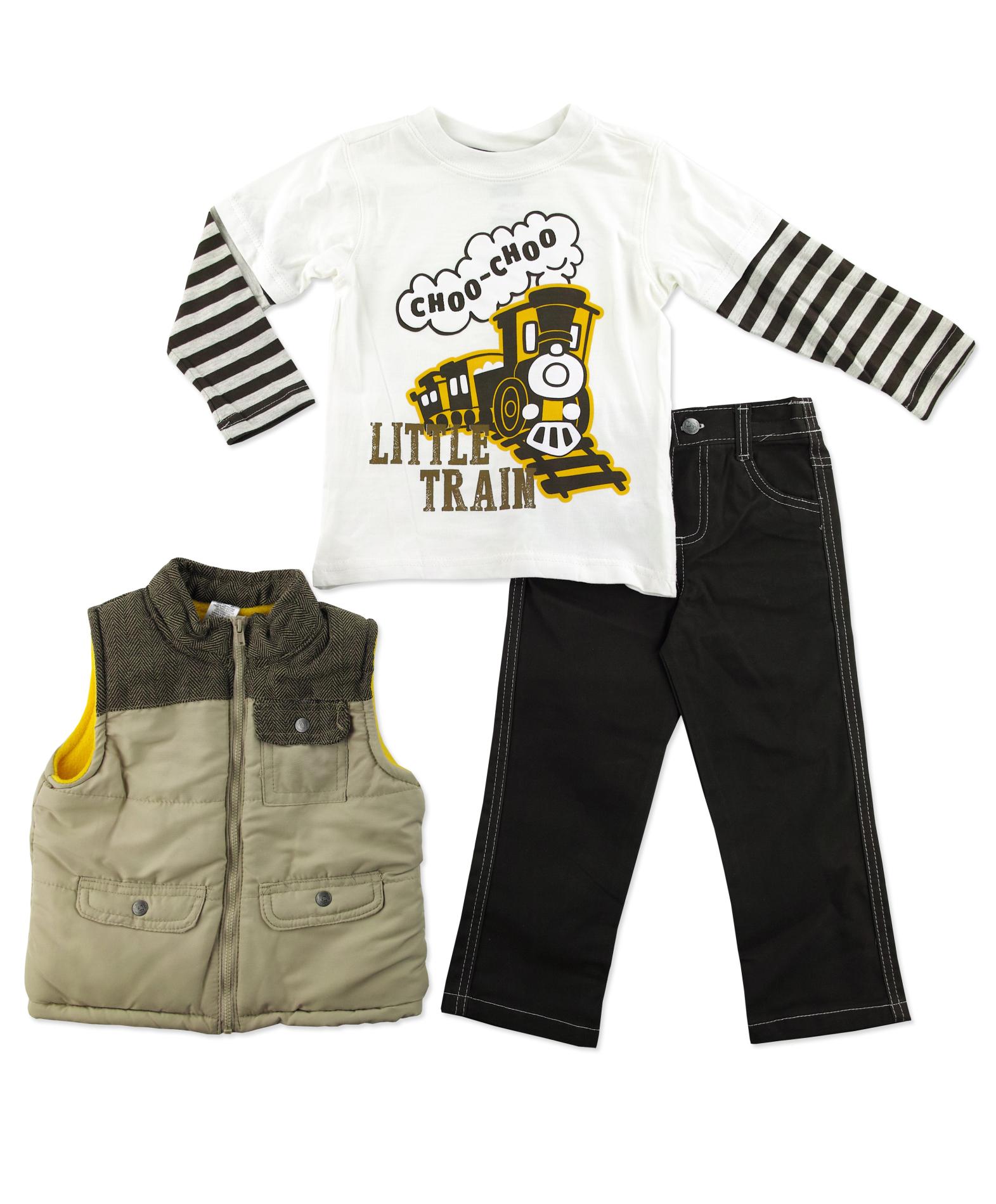 Little Rebels Infant & Toddler Boy's Vest  T-Shirt & Jeans - Train