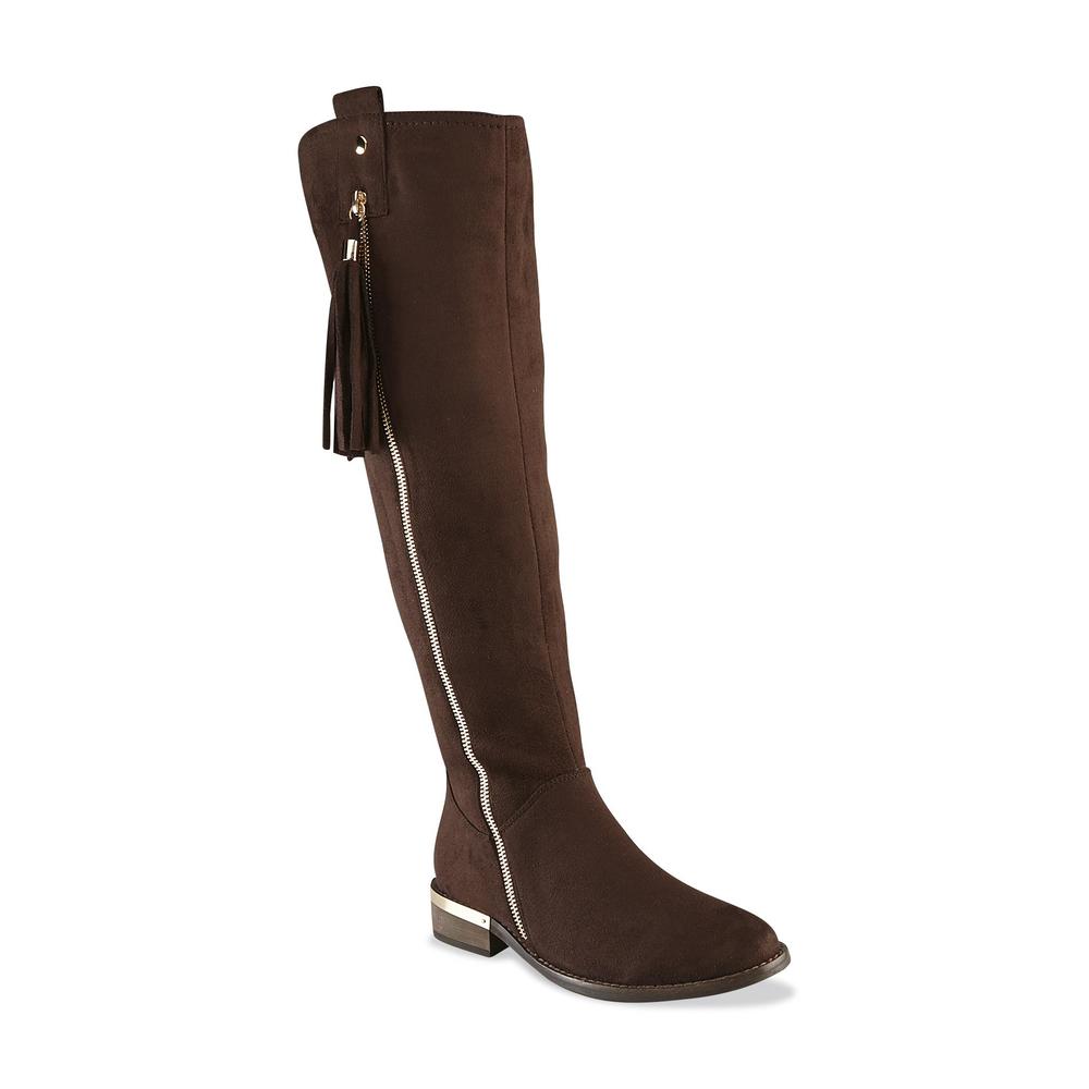 GC Shoes Women's Theresa Brown/Gold Knee-High Boot