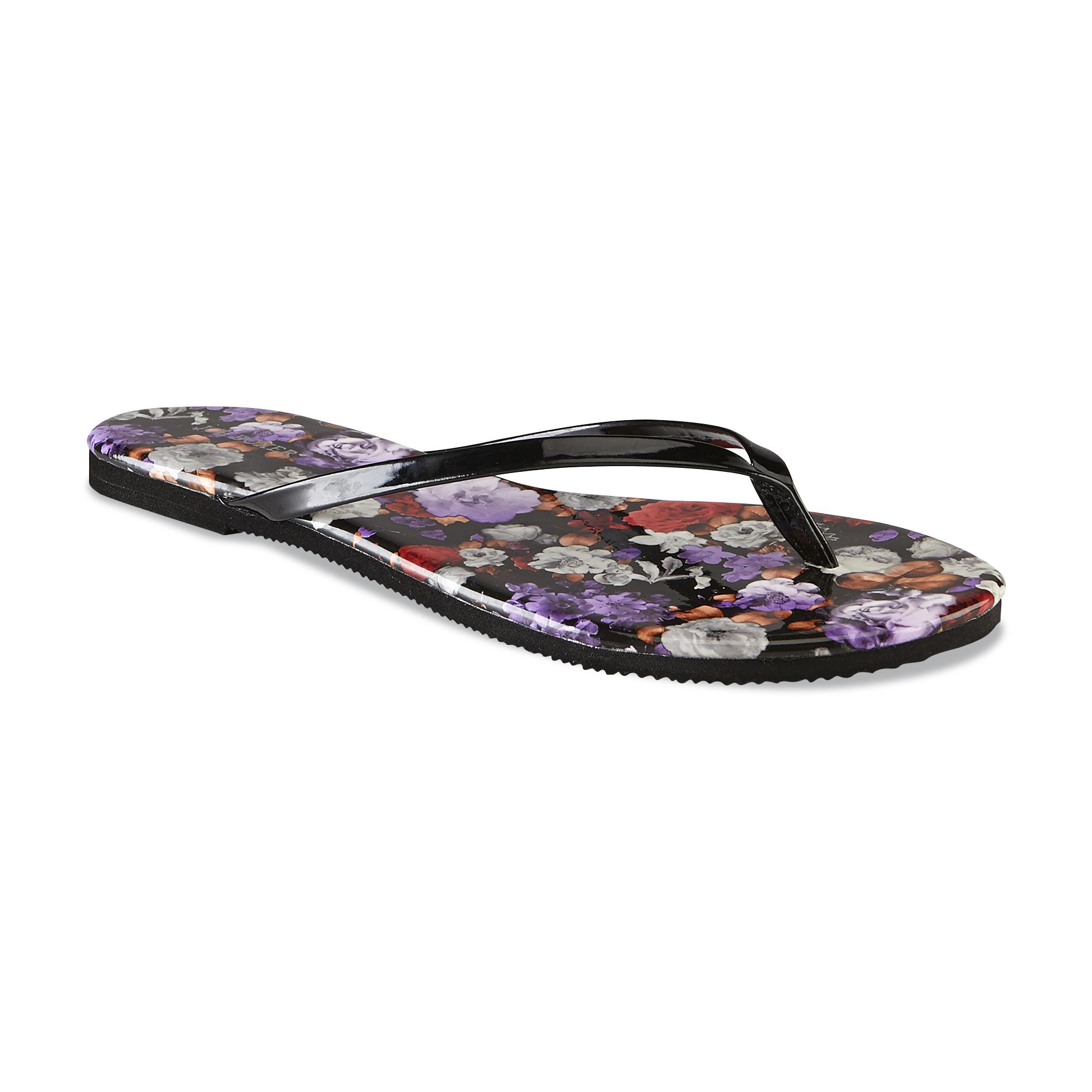 Joe Boxer Women's Zelia Black/Floral FlipFlop Sandal