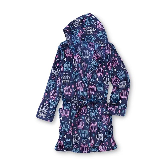 Joe Boxer Women's Hooded Plush Fleece Bath Robe Owl