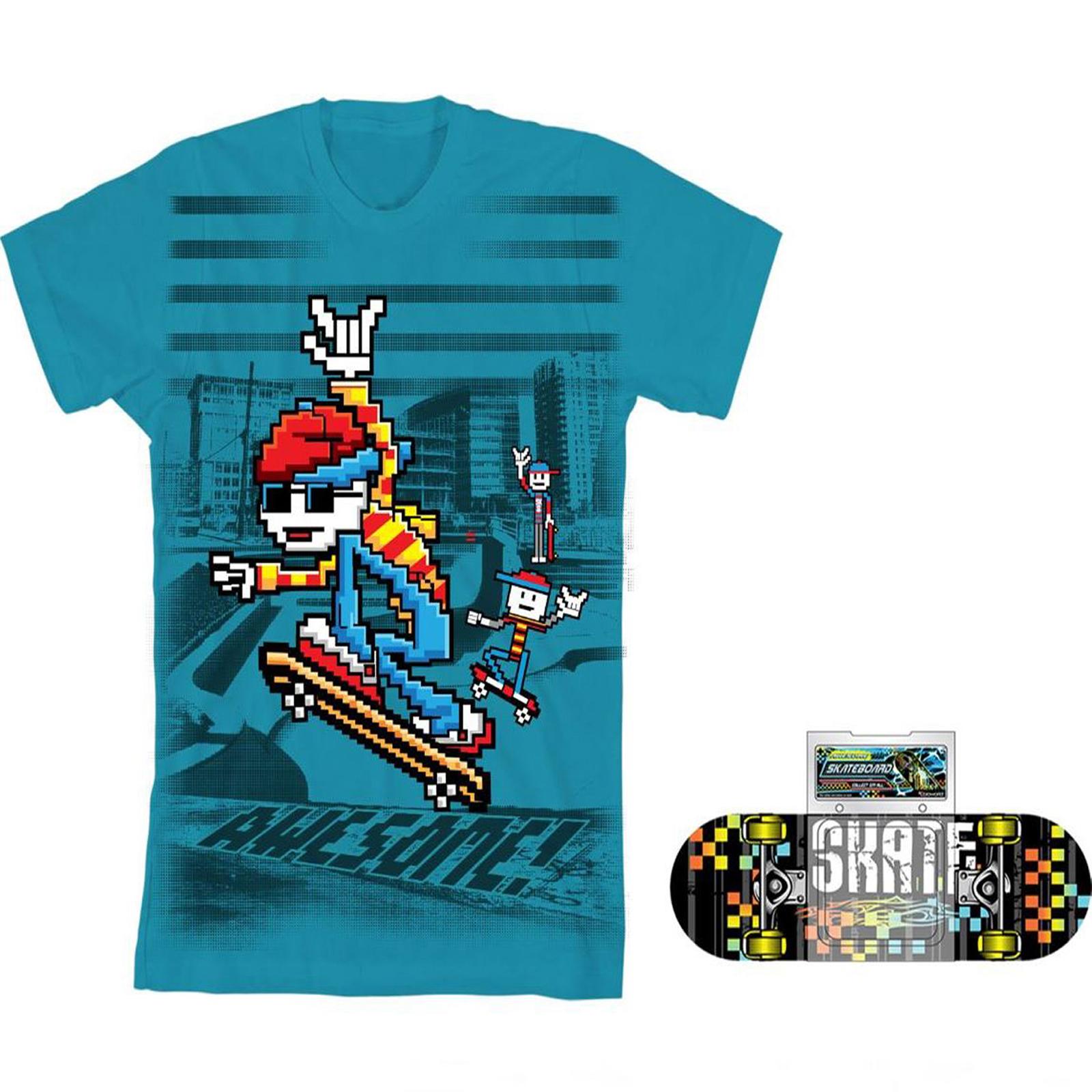 Boy's Graphic T-Shirt & Toy Skateboard - Awesome Skater