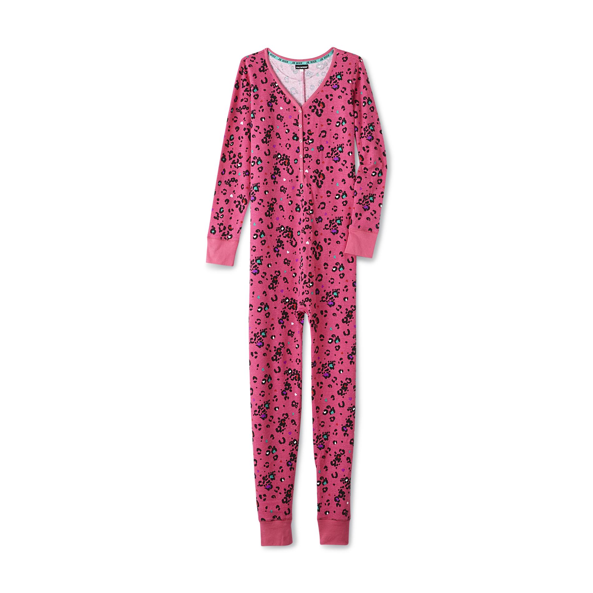 Joe Boxer Women's Plus One-Piece Pajamas - Leopard Print