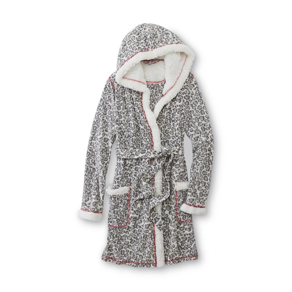 Joe Boxer Junior's Hooded Fleece Robe - Leopard Print
