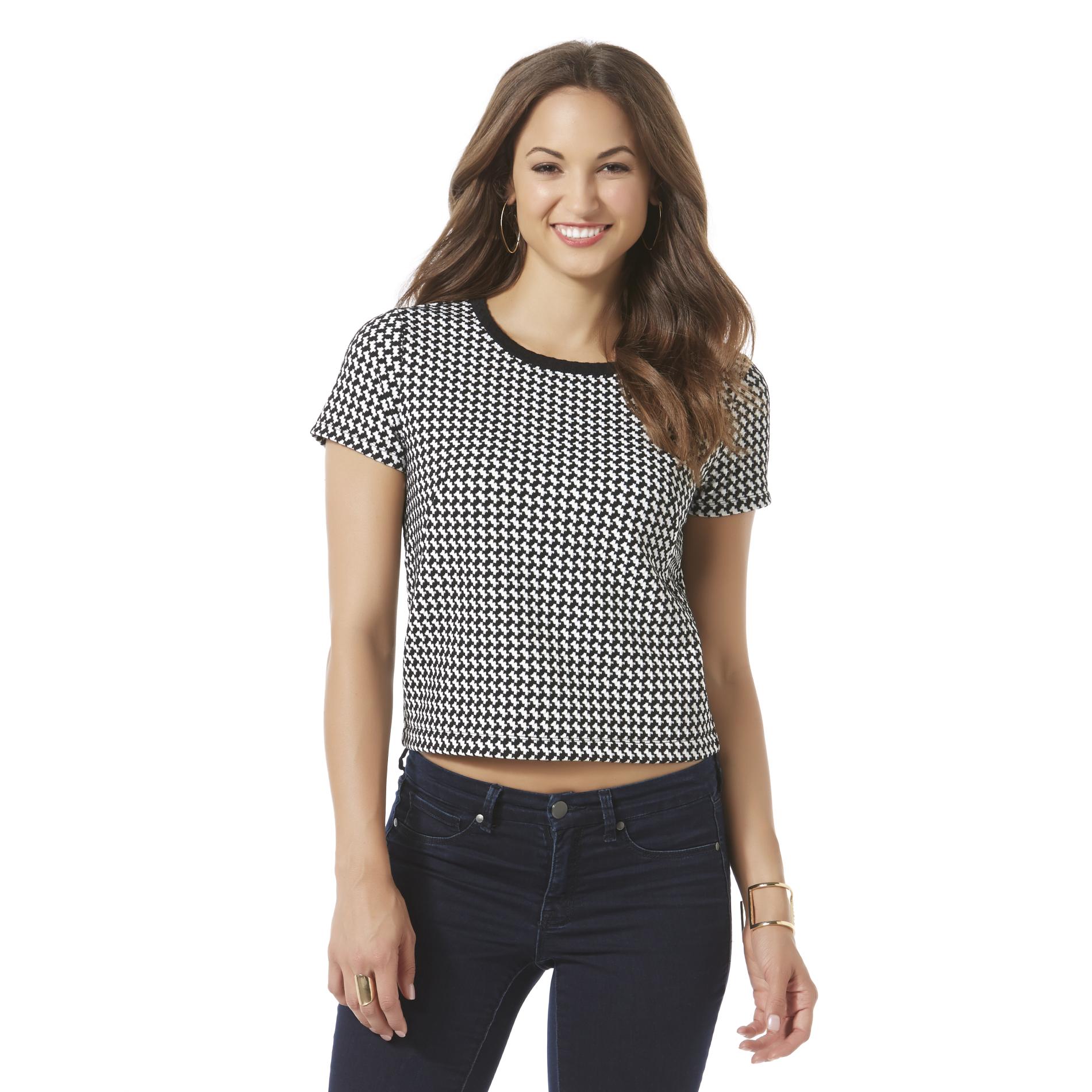 Attention Women's Cap Sleeve Top - Houndstooth Check