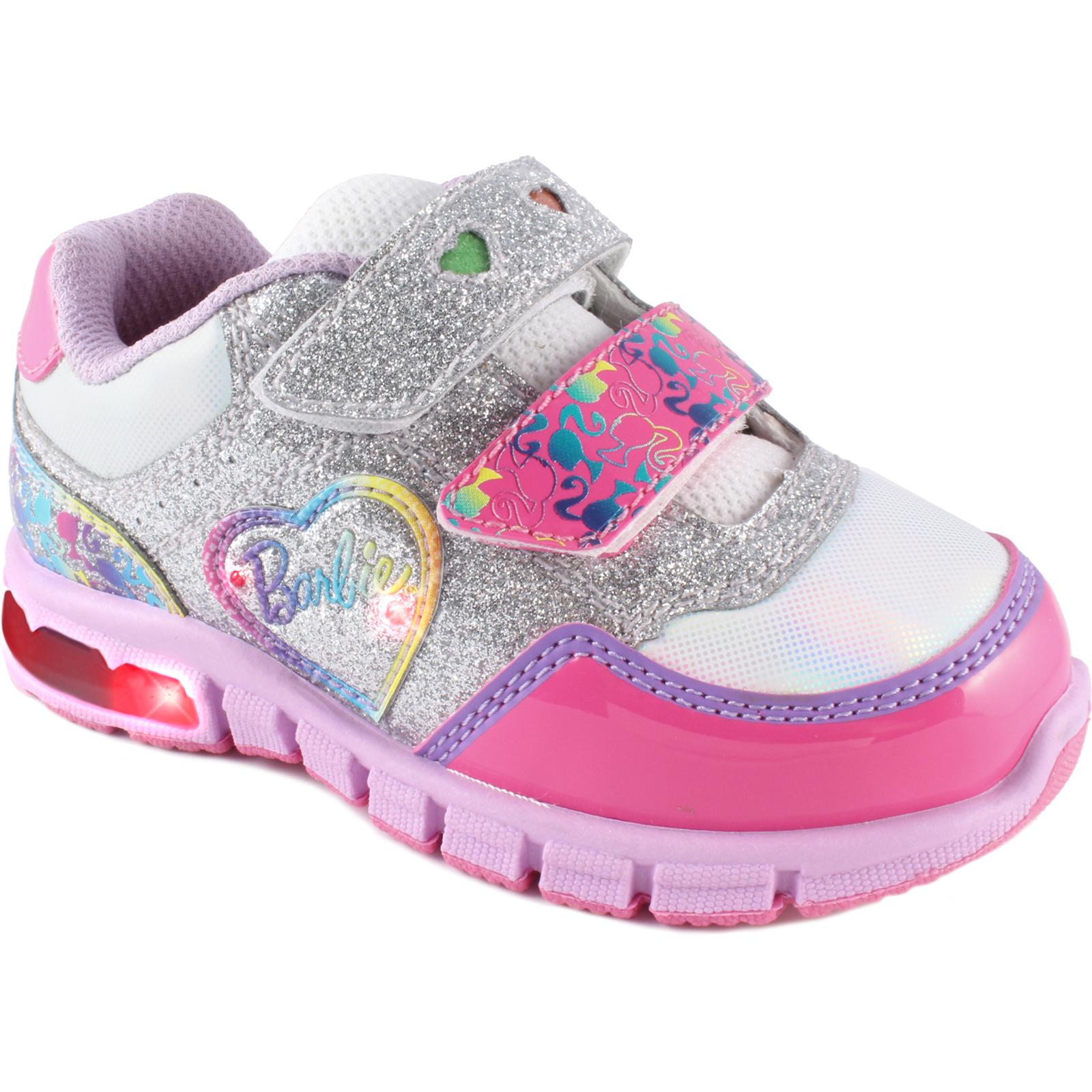 Mattel Barbie Toddler Girl's Silver/Pink/White Light-Up Sneaker