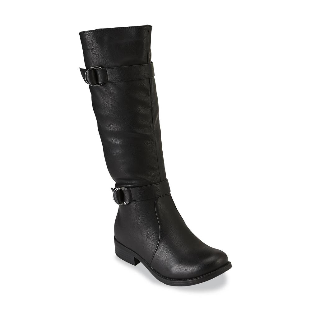 Trend Report Women's Too Janelle Black Extended-Calf Knee-High Riding Boot