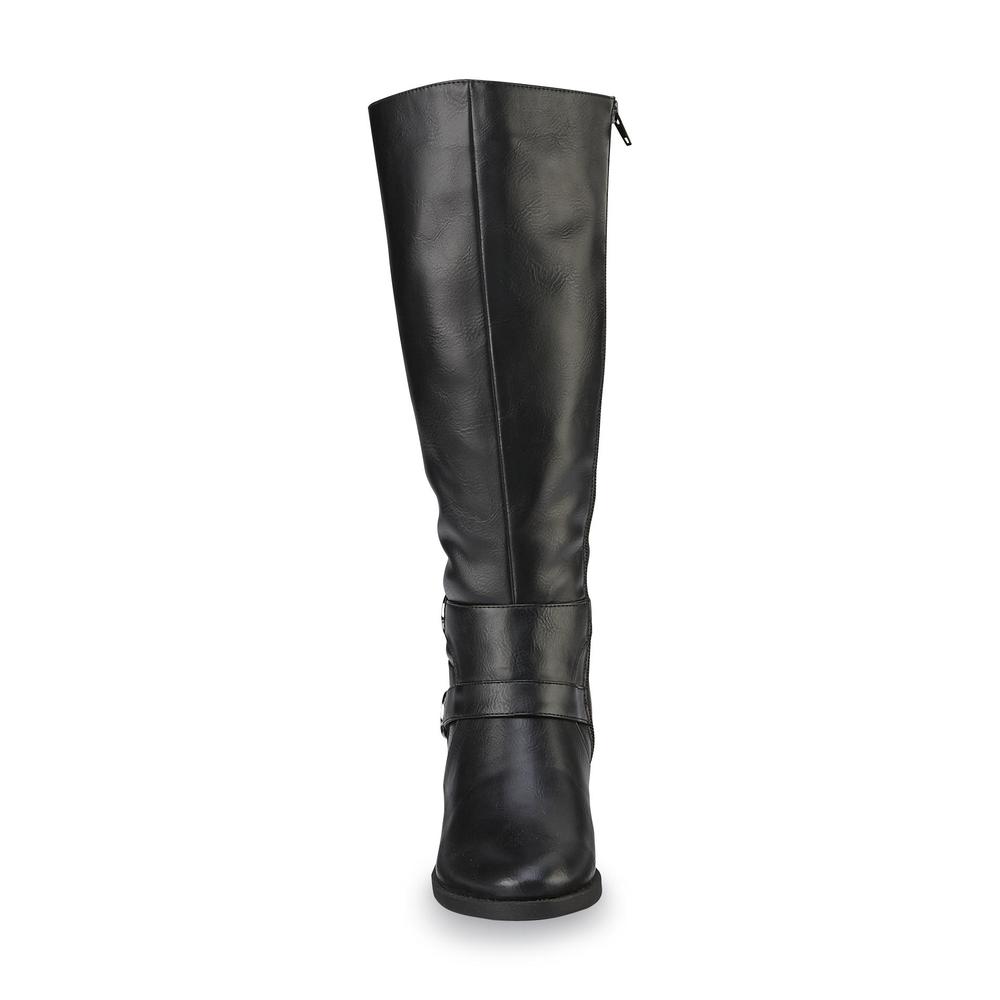 Vionic with Orthaheel Technology Women's Taken Black Extended-Calf Knee-High Riding Boot - Wide Width Available