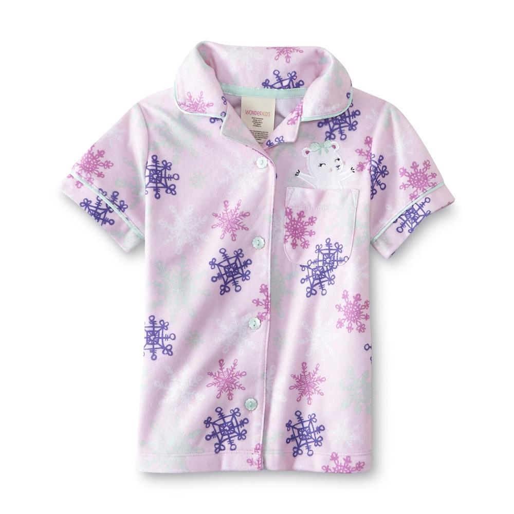 WonderKids Infant & Toddler Girl's Flannel Pajama Top & Shorts - Snowflakes
