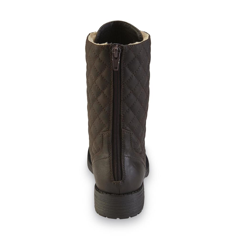 Joe Boxer Women's Atlas Brown Quilted Mid-Calf Fashion Boot