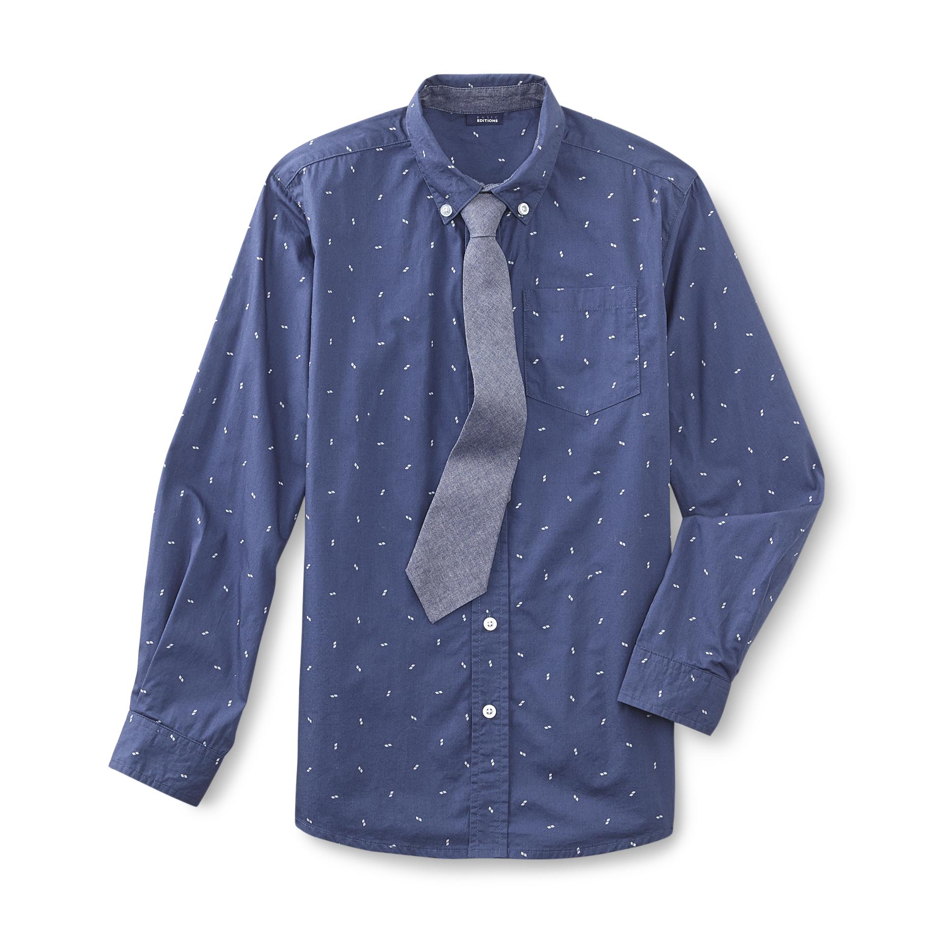 Basic Editions Boy's Dress Shirt & Chambray Necktie