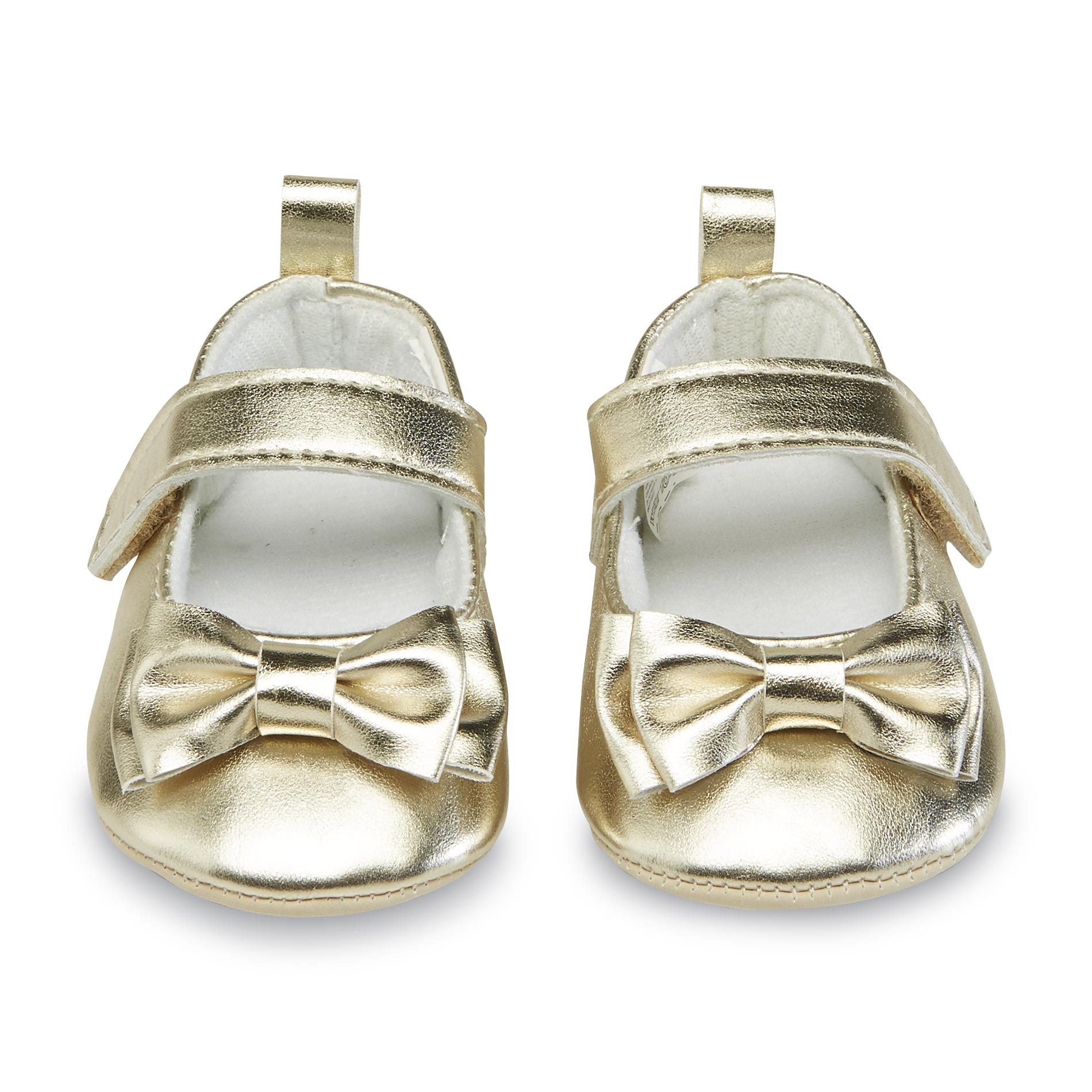 Newborn & Infant Girl's Gold Mary Jane Shoe