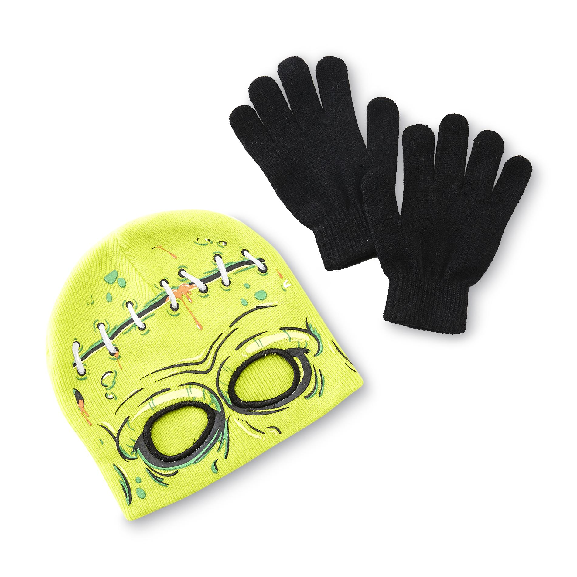 Athletech Boy's Graphic Ski Mask & Gloves - Zombie