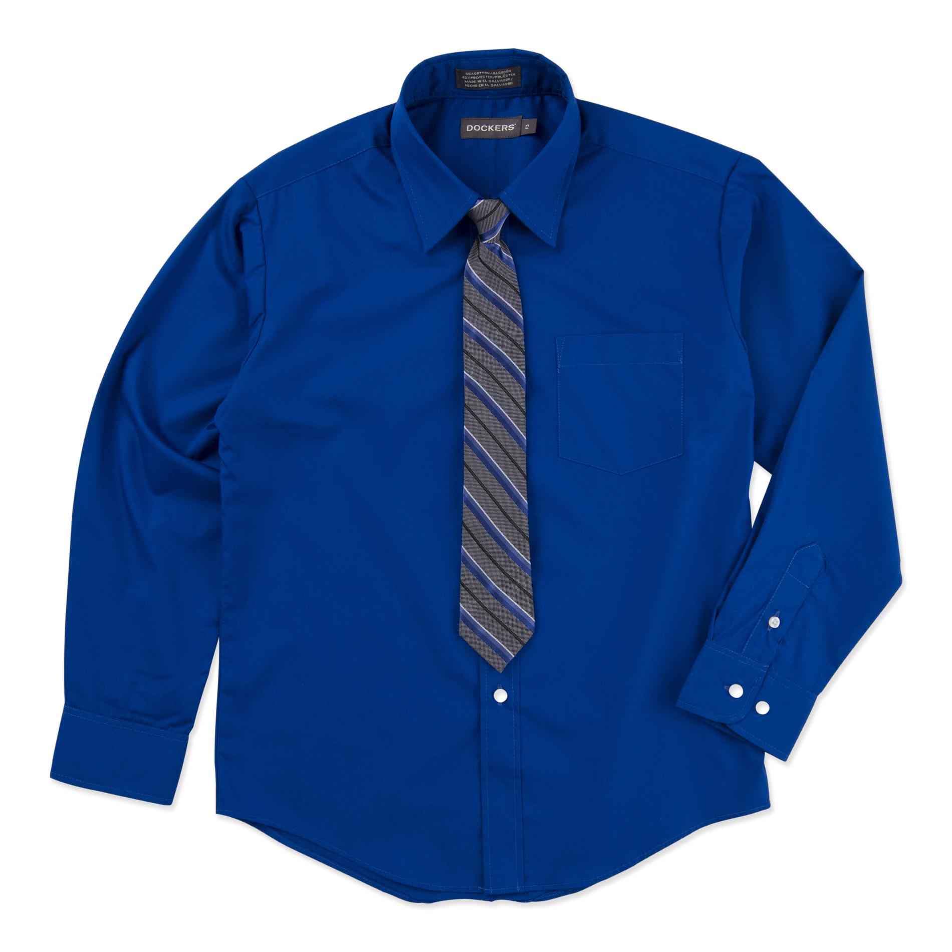 Dockers Boy's Button-Down Shirt & Necktie - Striped