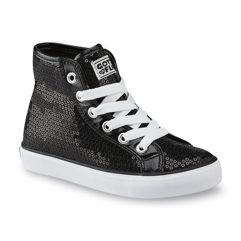 Gotta Flurt Girl's Disco II Black/White/Sequin High-Top Sneaker