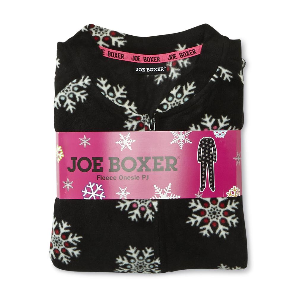 Joe Boxer Junior's Fleece Footie Pajamas - Snowflakes