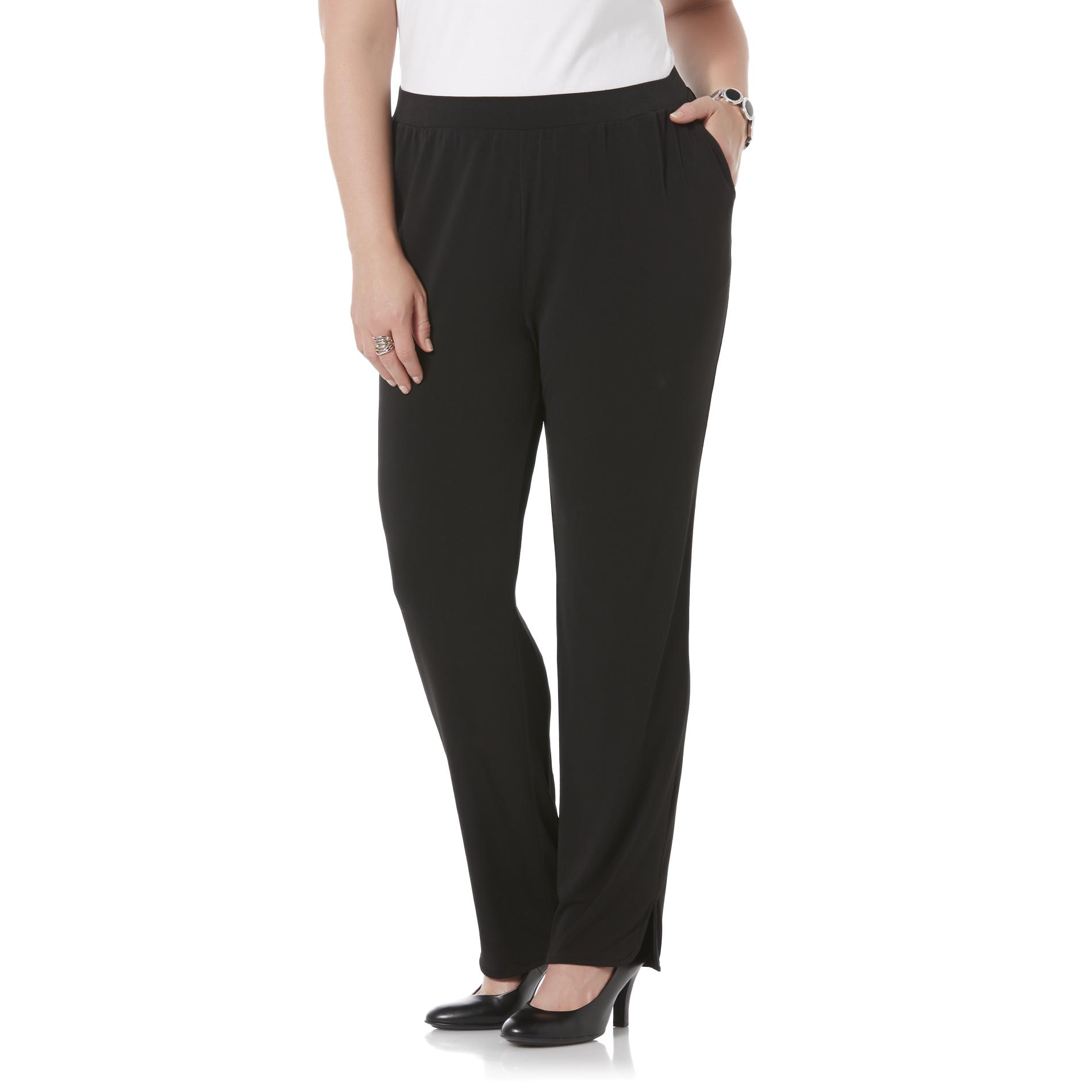 Jaclyn Smith Women's Plus Slinky Knit Pants - Clothing, Shoes & Jewelry ...