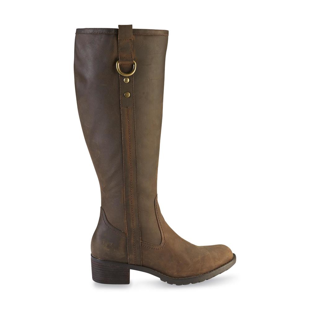 Joes Jeans Women's Emel Overton Brown Leather Riding Boot - Extended Calf &#8211; Wide Width Available