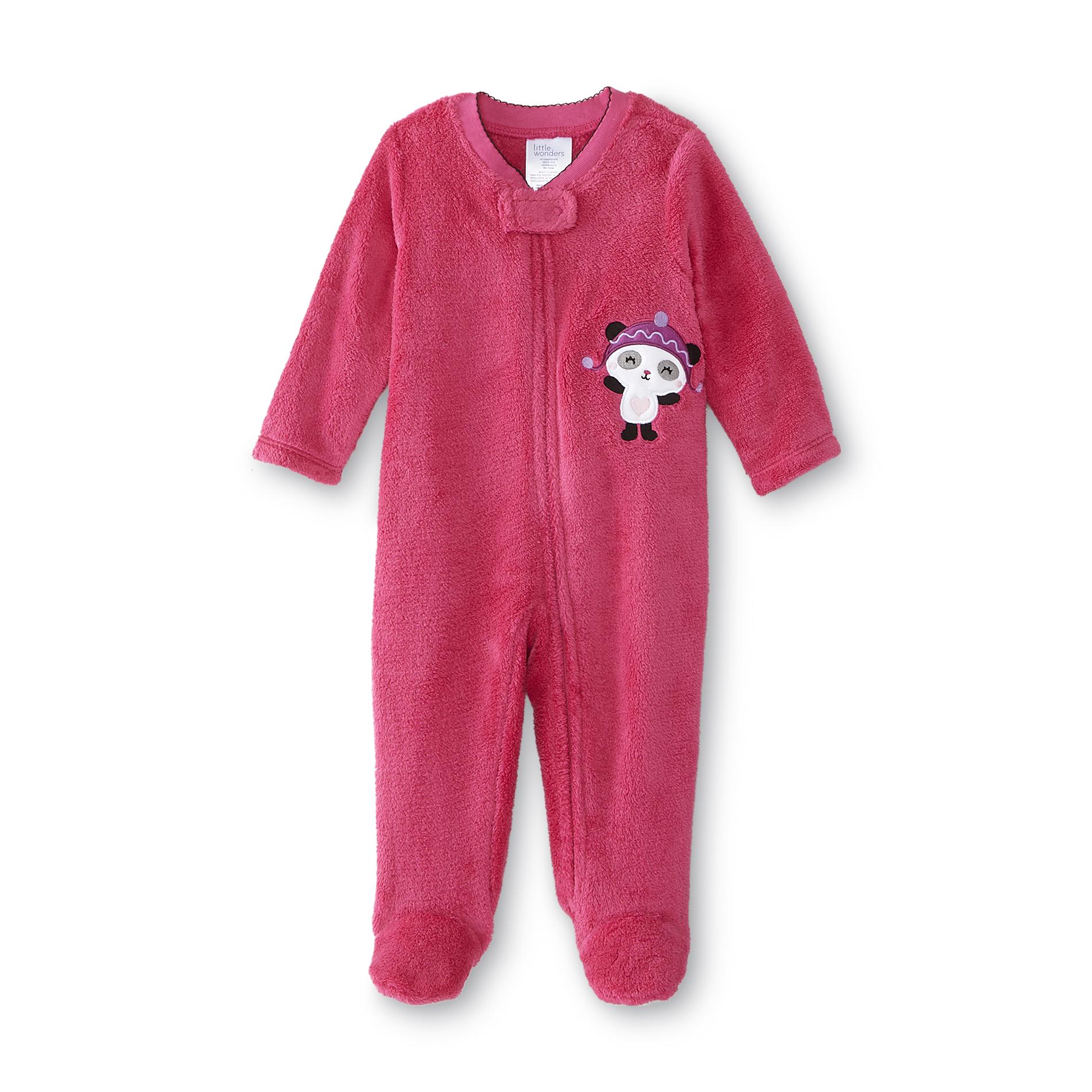 Little Wonders Newborn Girl's Footed Fleece Pajamas - Panda