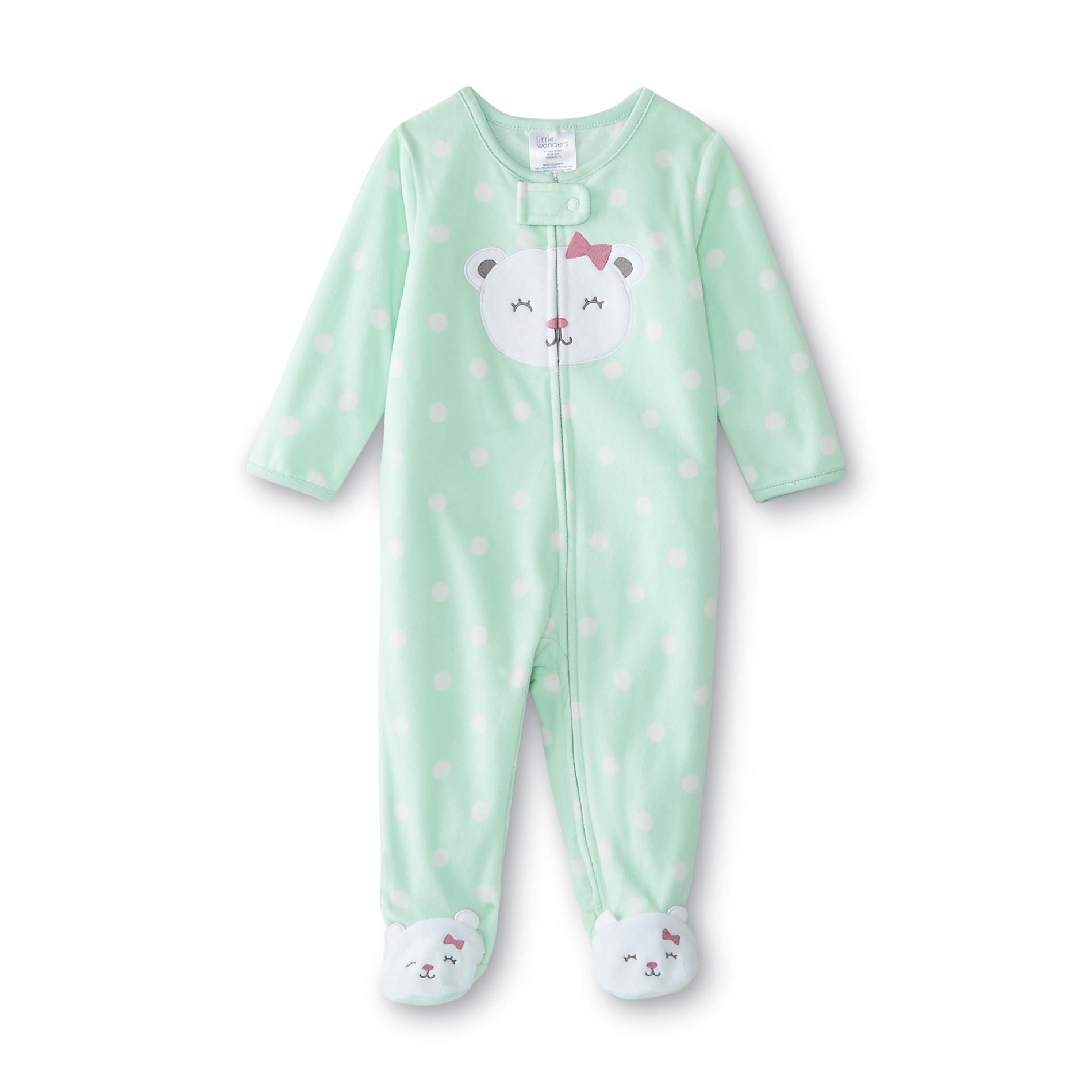 Little Wonders Newborn Girl's Fleece Sleeper Pajamas - Polar Bear