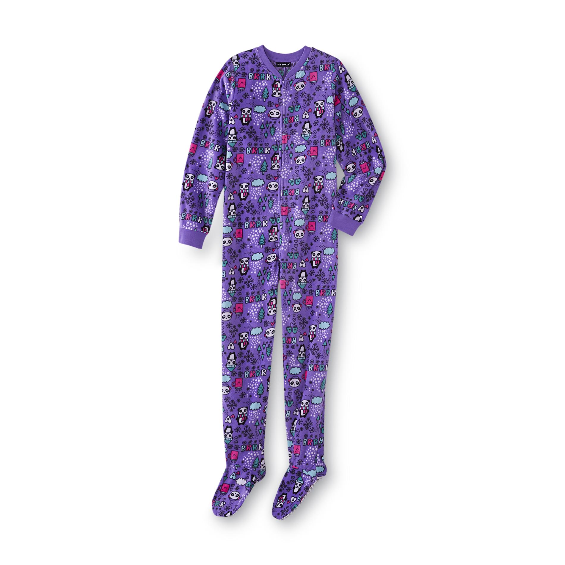 Joe Boxer Girl's Fleece Footed Pajamas - Pandas