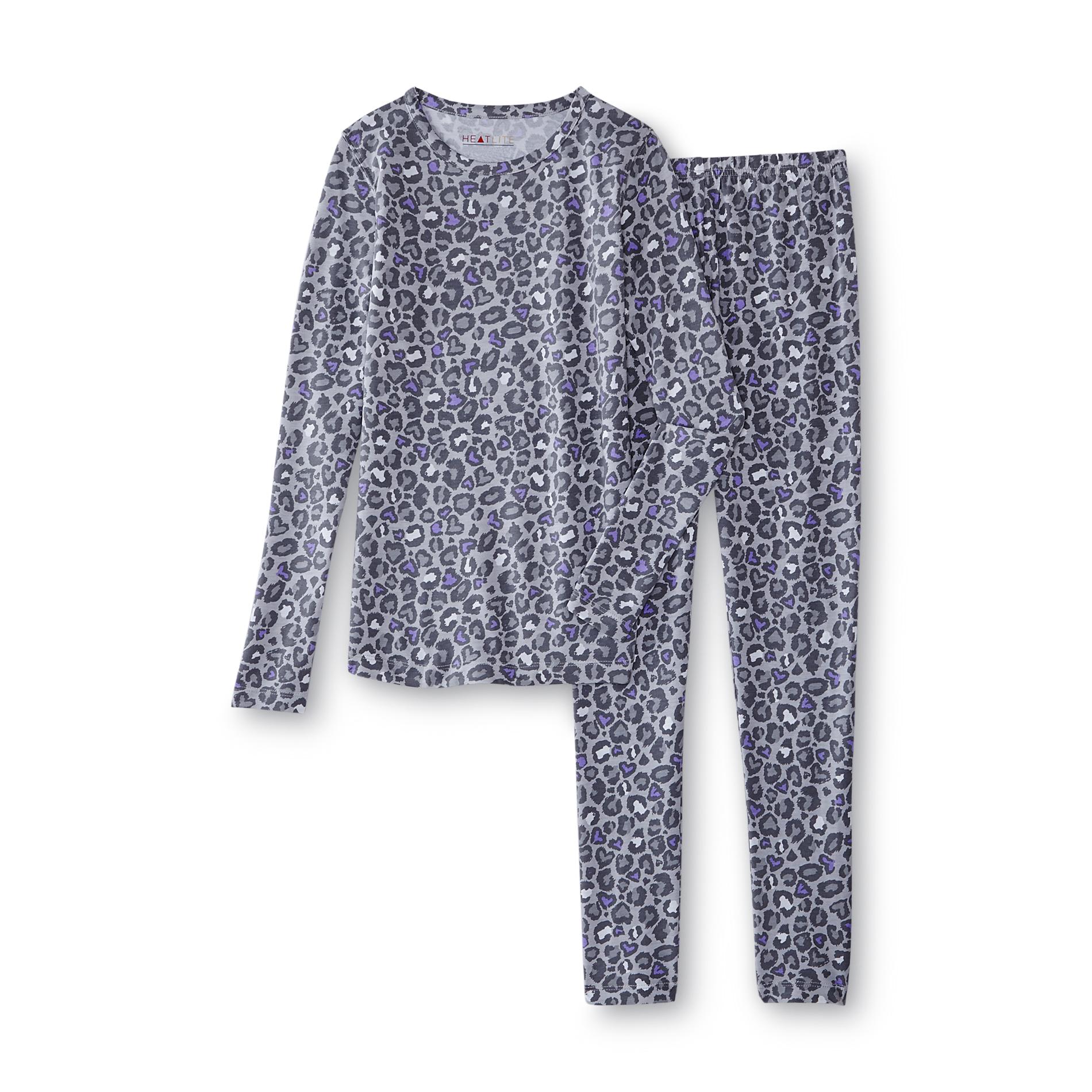 Girl's Thermal Shirt & Pants - Leopard Print