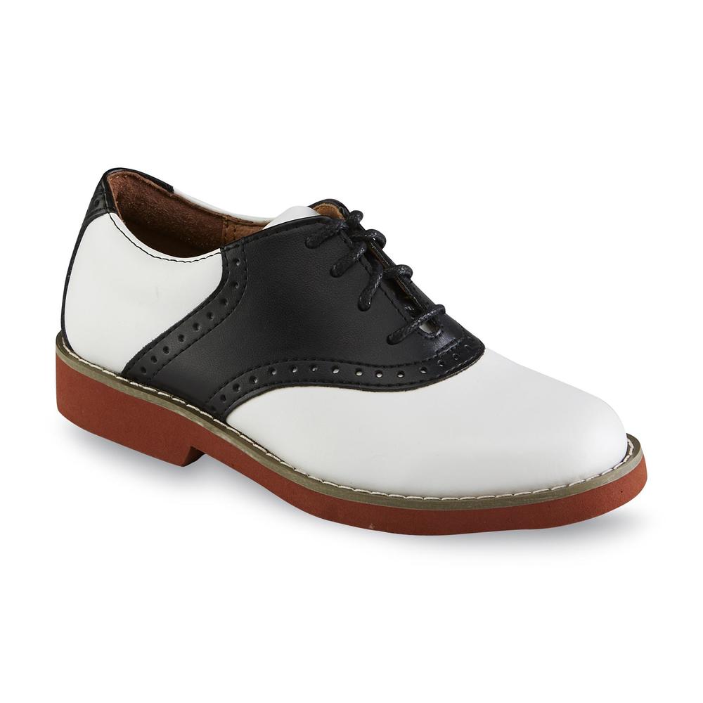 School Issue&reg; Girl's Upper Class Black/White Saddle Shoe