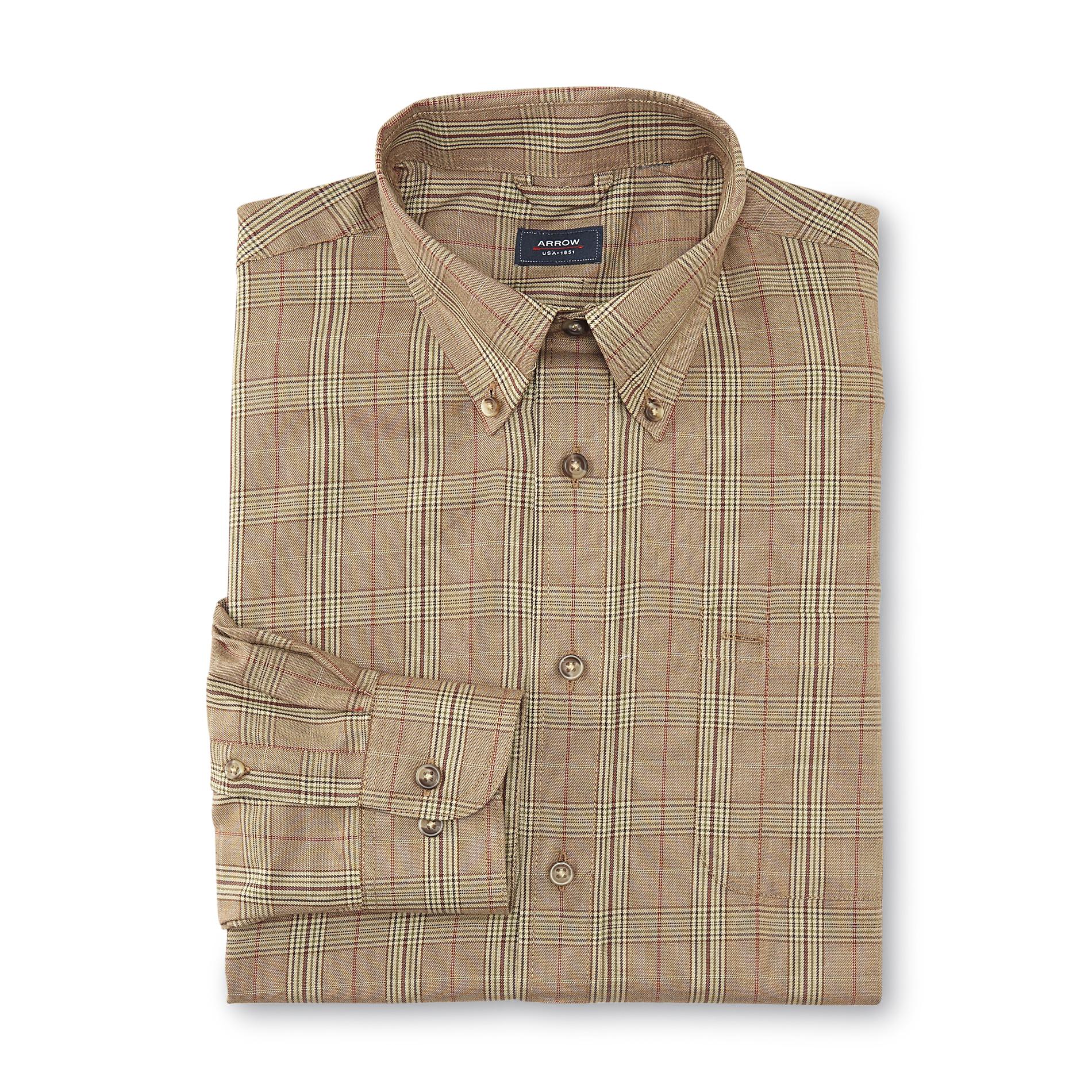 Arrow Men's Twill Button-Front Shirt - Plaid