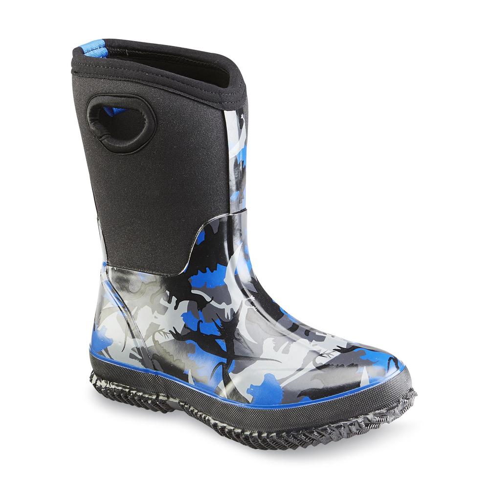 Athletech Boy's Neo Black/Blue Dinosaur Winter Boot