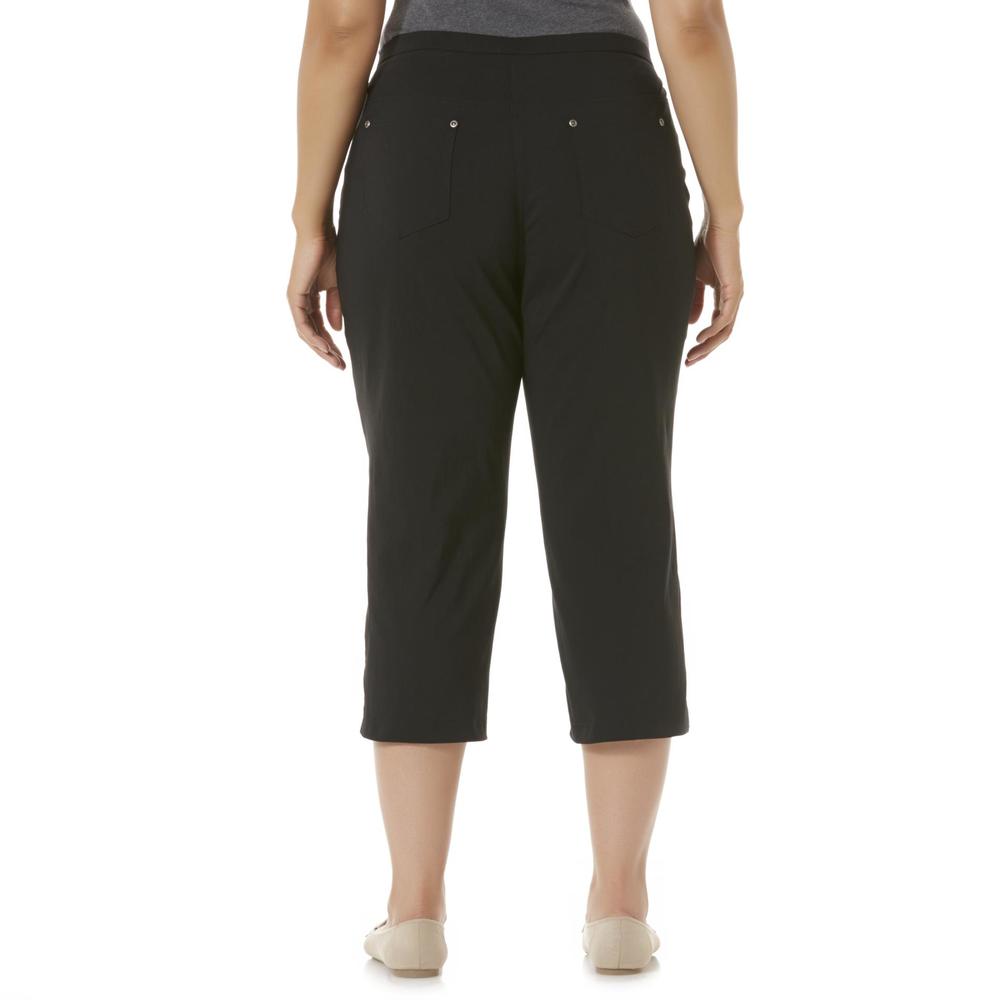 Basic Editions Women's Plus Stretch Twill Ankle Pants