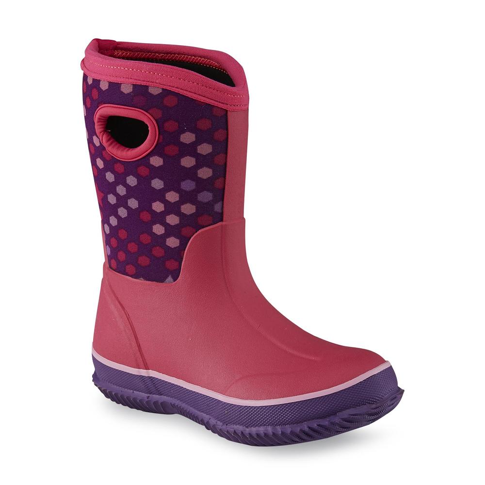 Athletech Girl's Neo Pink/Purple Geometric Winter Boot
