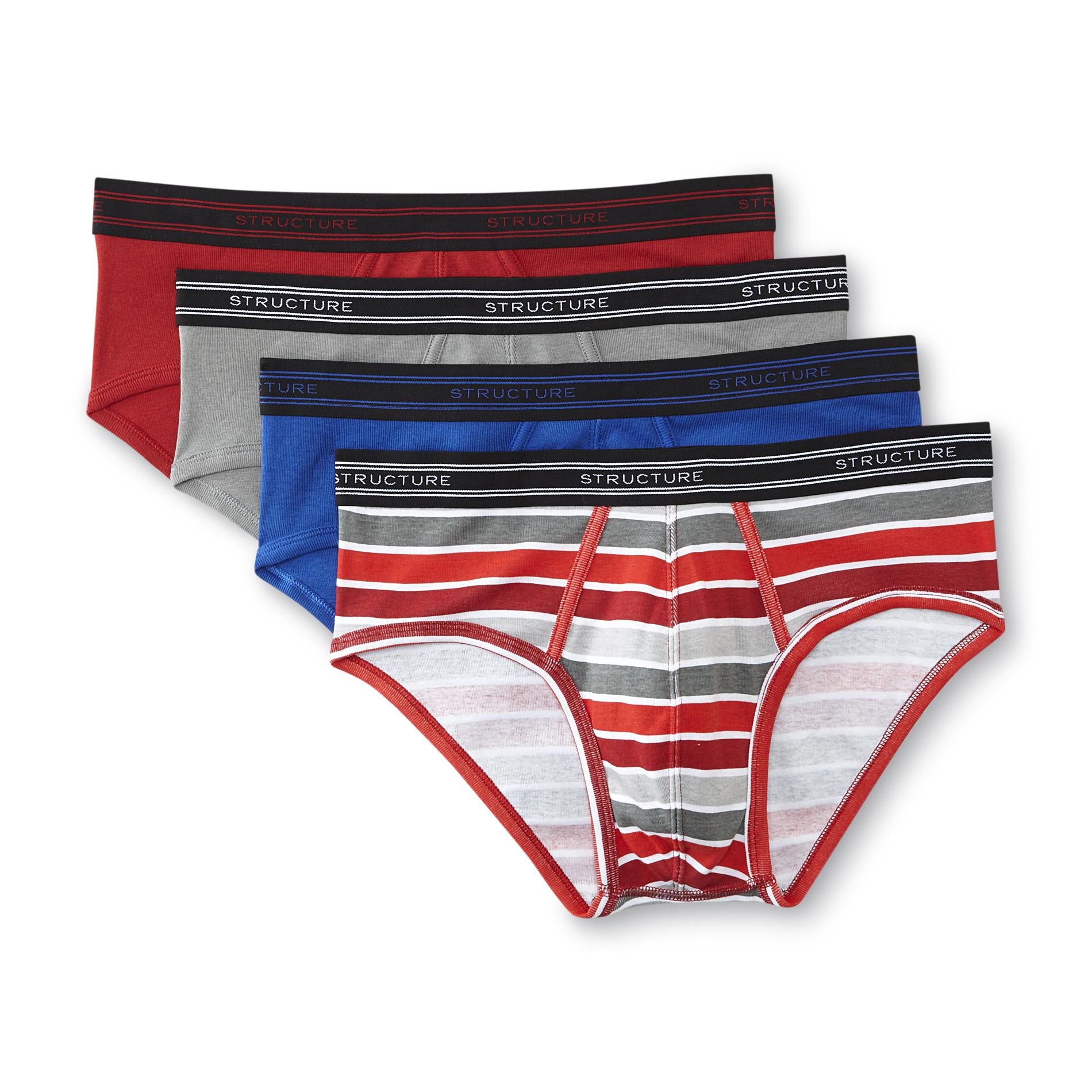 Structure Men's 4-Pack Low-Rise Briefs - Striped