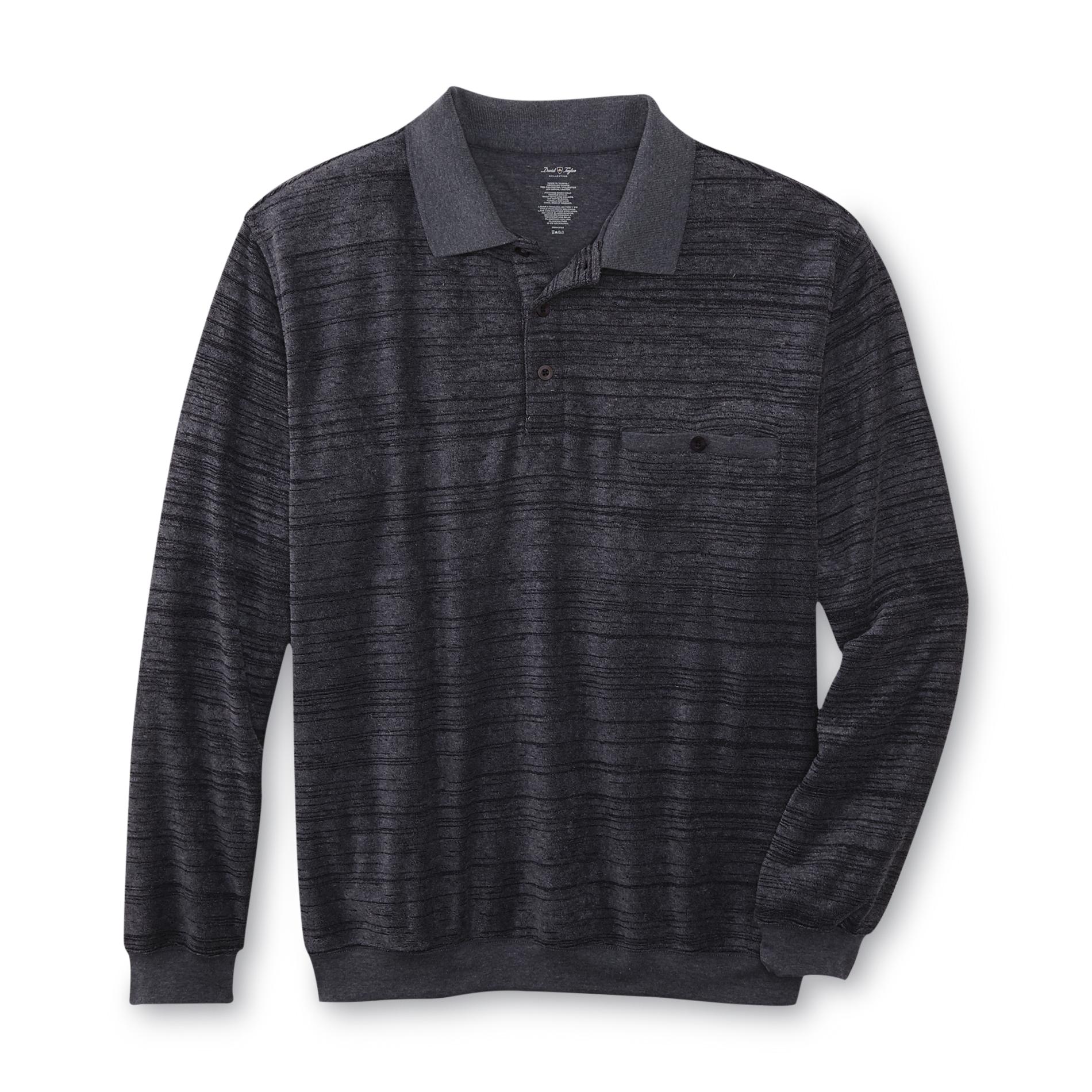 David Taylor Collection Men's Long-Sleeve Polo Shirt - Space Dyed