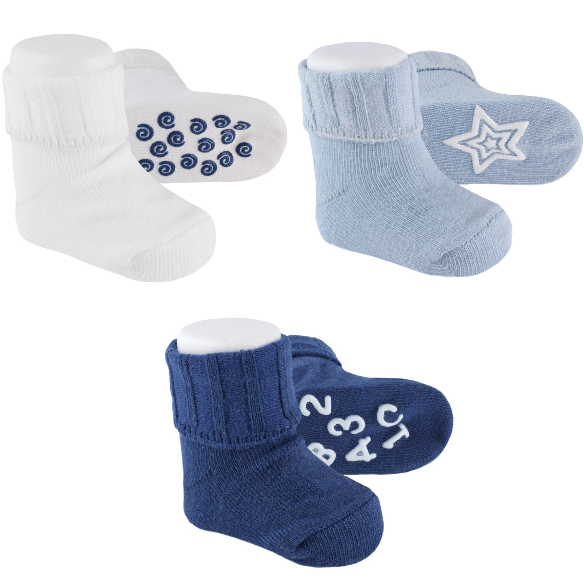 Little Wonders Infant Boy's 3-Pairs Slip-Resistant Socks