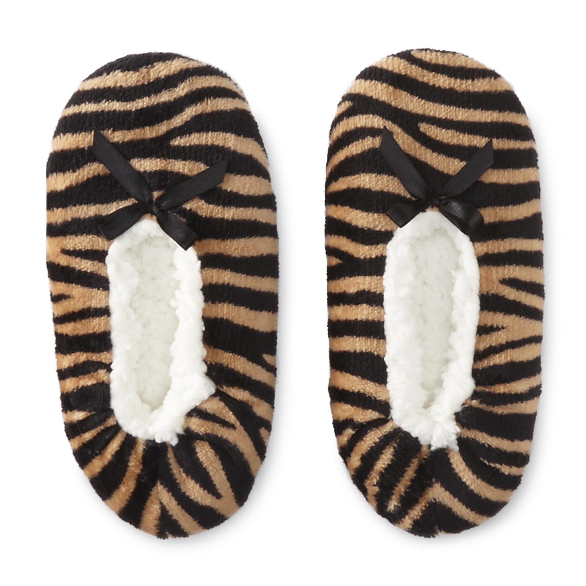 Joe Boxer Women's Zebra Fleece Slipper Socks