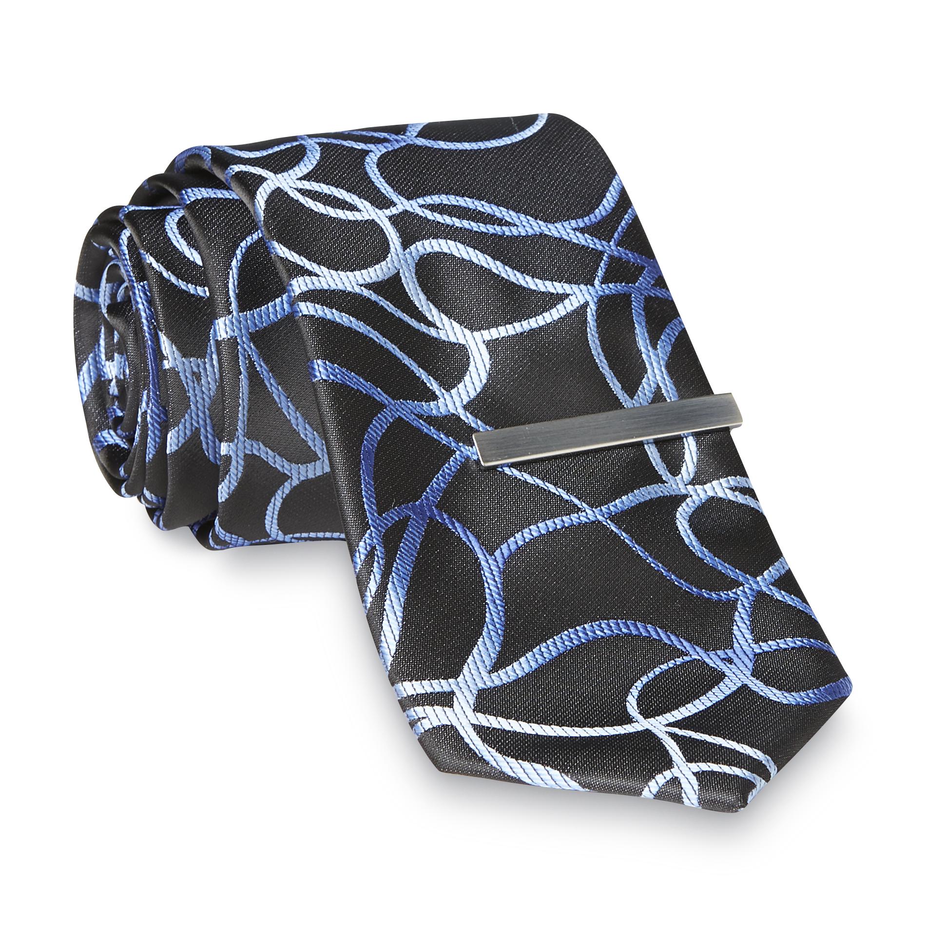 Structure Men's Necktie & Tie Clip - Graffiti Lines