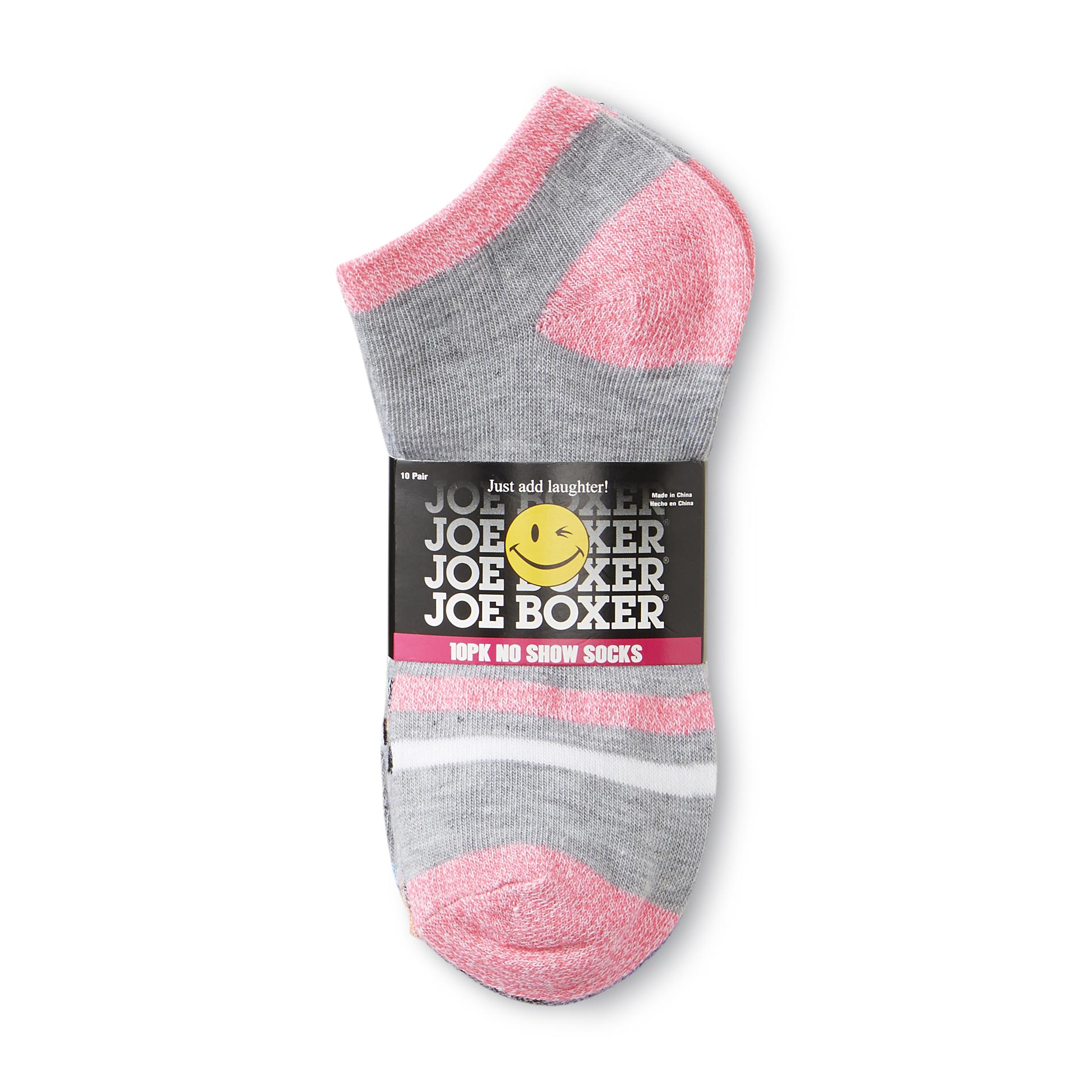 Joe Boxer Women's 10Pairs No Show Socks Striped