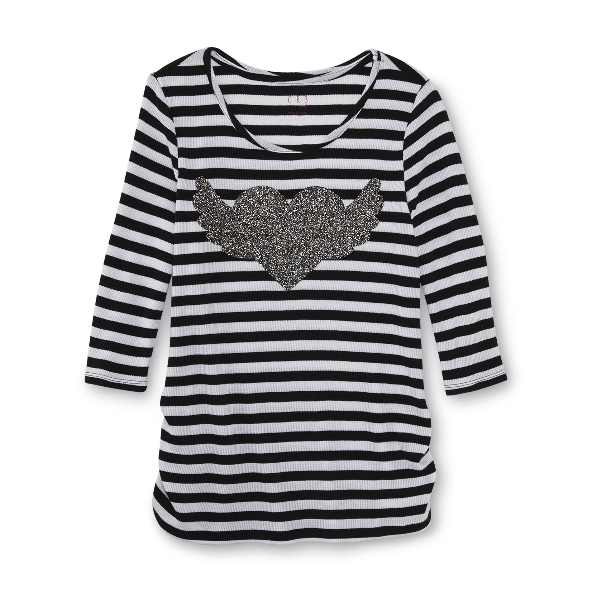 CRB Girl Girl's Thermal Shirt - Striped & Winged Heart