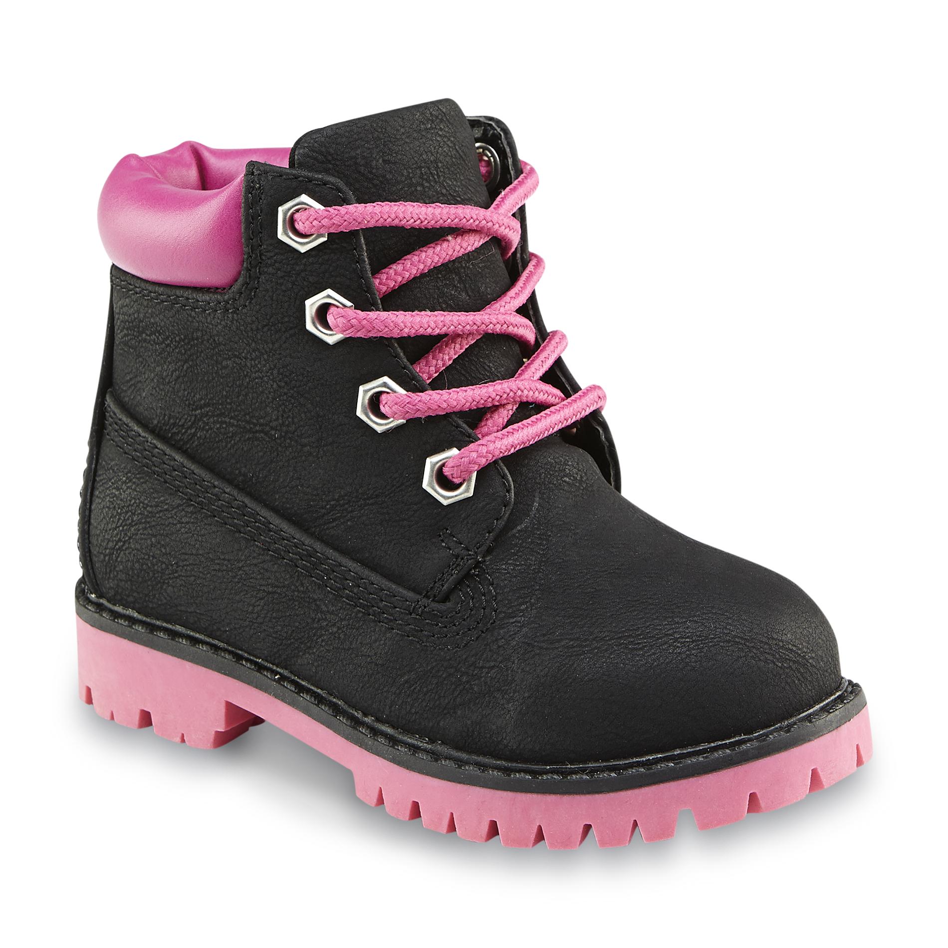 Yokids Toddler Girl's Hike Black/Pink Ankle Boot