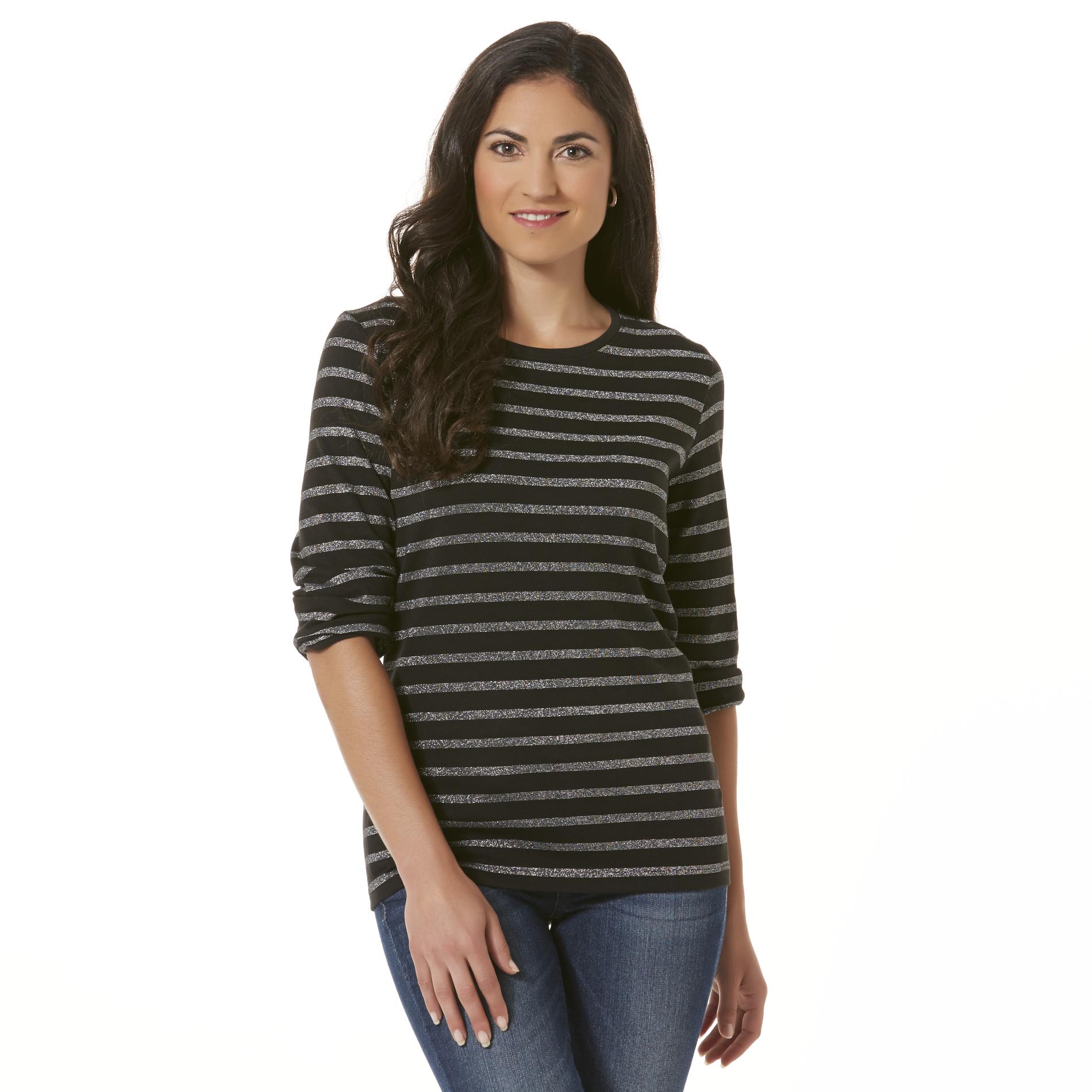 Laura Scott Petite's Long-Sleeve T-Shirt - Striped
