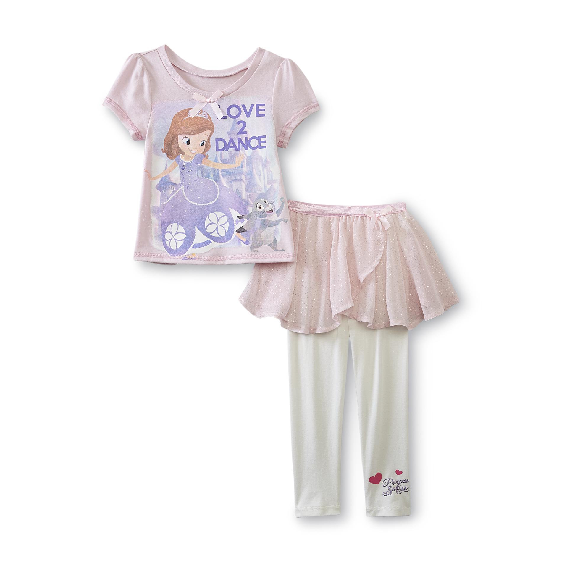 Disney Sofia the First Toddler Girl's Graphic T-Shirt & Sheer Wrap Leggings