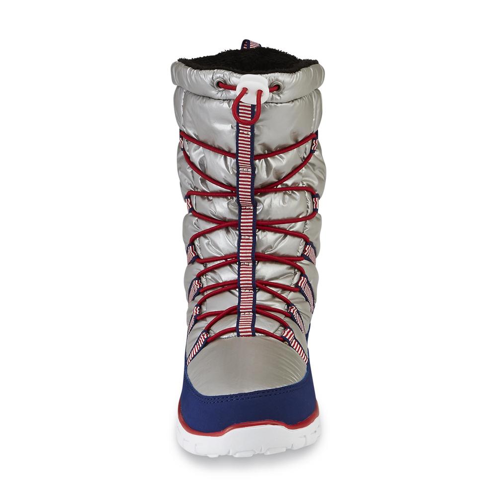 Khombu Women's Alta USA Winter/Weather Boot - Silver/Red/Blue